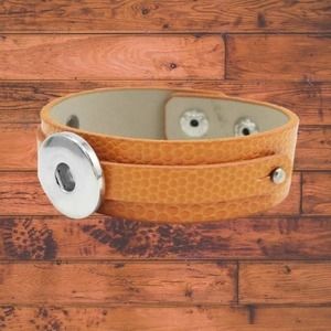 Orange 18/20mm Snap Button Leather Bracelet